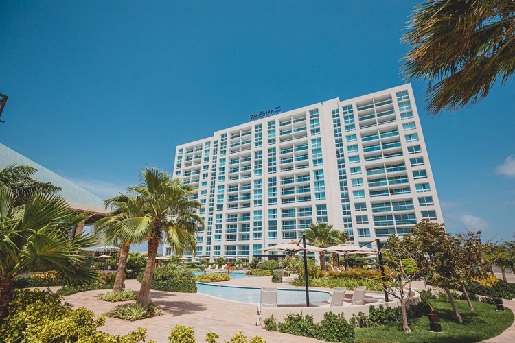 Pool area and view of main resort building