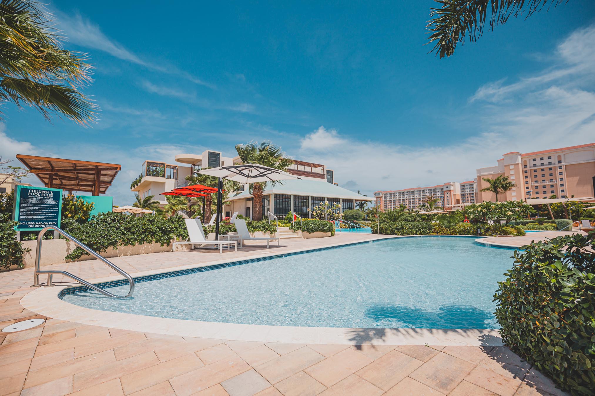 White chairs in pool